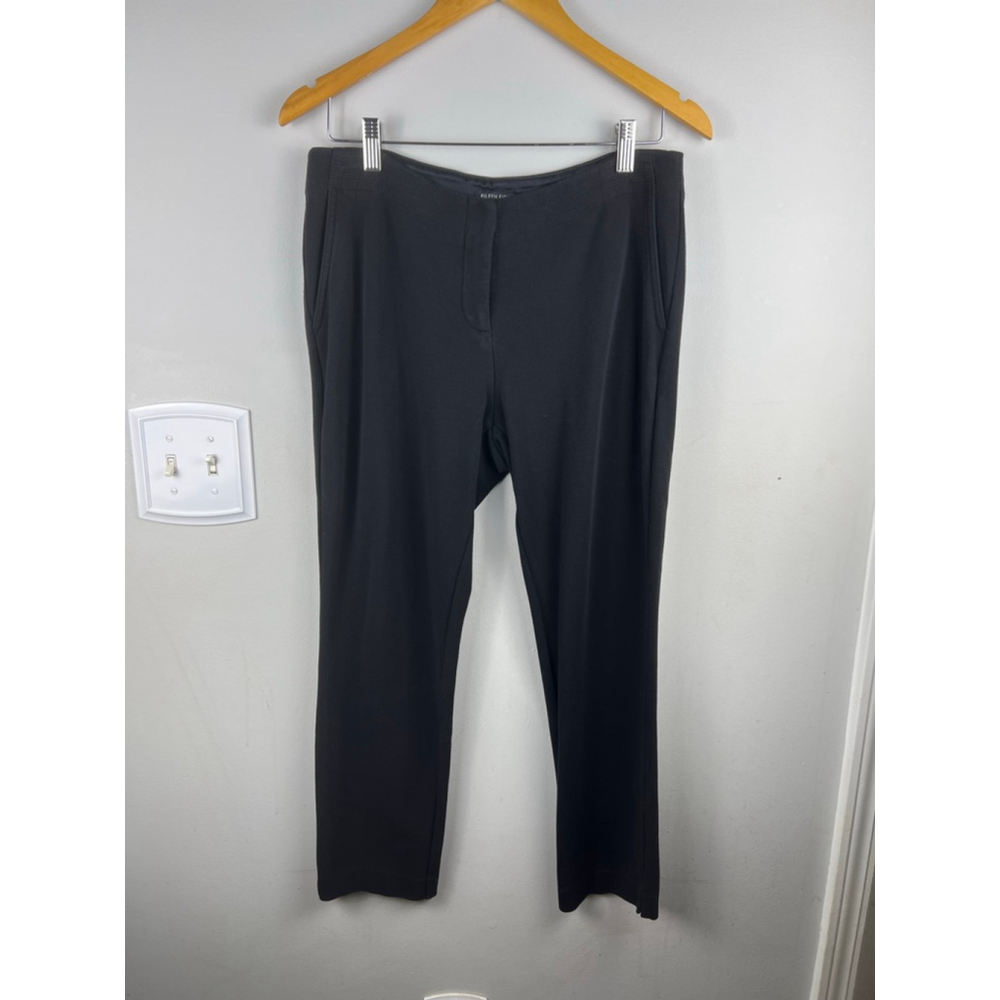 Eileen Fisher Petite PM Black Straight-Leg Pants Italian Fabric Zip Front Pocket